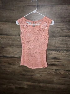 Maurices See Through Top Short Sleeve Blouse Floral Crochet Women XS - Picture 1 of 5