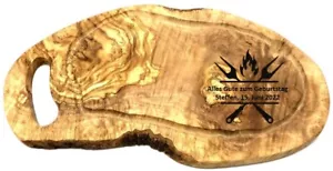 Steakbrett Schneidebrett RUSTIKAL Olivenholz Holz, individuelle Motiv-Gravur - Bild 1 von 14