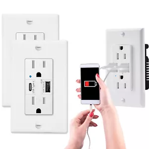 Cargador de toma de pared doble alta velocidad 4,2 amperios puertos USB receptáculo con placa UL - Imagen 1 de 21