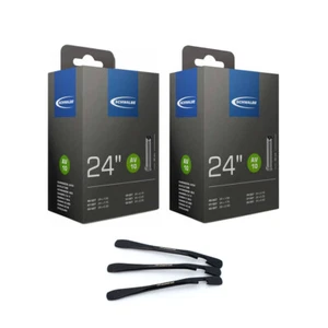 2x Schwalbe Fahrrad Schlauch AV10 24 Zoll Ventil 40mm 40/62-507 mit Reifenheber - Bild 1 von 2