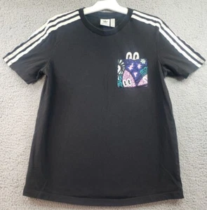 Adidas Shirt Medium Designer Pocket 3 Stripe Short Sleeve T Shirt Black - Picture 1 of 9