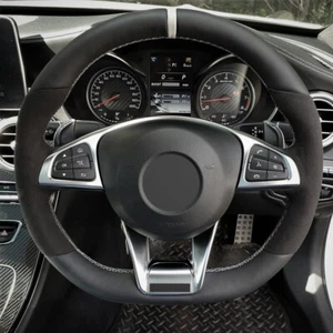 Alcantara Steering Wheel Cover Real Leather Wrap for MERCEDES AMG GLC 43 63 L - Picture 1 of 12
