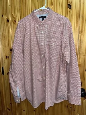 Camisa BANANA REPUBLIC Para Hombre 17-17 1/2 Blanco Coral Gris Cuadros Abotonada Foto 1 de 4