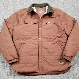 LL Bean Jacket Mens Large Brown Insulated Utility Shirt Shacket Sherpa Quilted - Picture 1 of 11