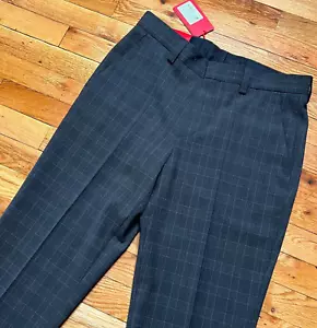 Hugo Boss Tom Performance Dress Pants Check Pattern NWT $198 Size 30R Charcoal - Picture 1 of 12