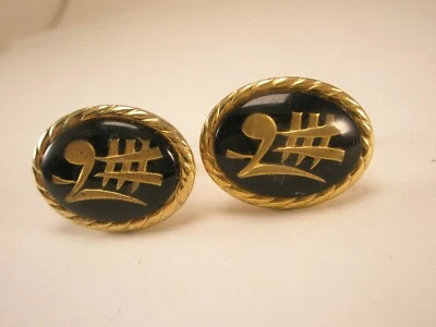 Nota Musical Vintage ANSON Abotoaduras Folha Música Banda Clave de Sol Agudo Alto Baixo - Imagem 1 de 4