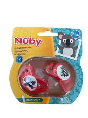 2x Maniquíes Nuby Silicona Rojo Recién Nacido Bebé, Ortodoncia Pestillos para Dentición Chupetes Foto 1 de 3