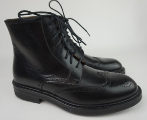 Magnanni Podeo Men's Black Lace Up Wingtip Leather Boots Size 40 EU/ 7.5 US