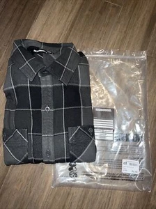Camisa de barrio a cuadros madera de franela Ls negra X grande ¡peso pesado! - Imagen 1 de 3