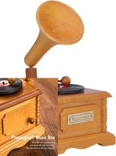 Mumusuki Grammofono Base Vintage Legno Carillon in Legno...