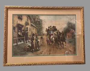 Stampa scena città scenica vittoriana vintage Sanderson Wells in attesa della posta - Foto 1 di 6