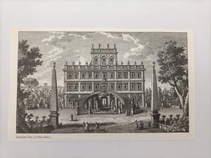 Clipping Illustrazione Roma Giuseppe Vasi Veduta di Villa Altieri - Picture 1 of 1