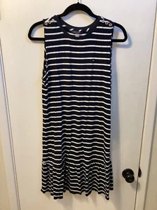 Women"Tommy Hilfiger" blk/white horzontal stripes sleeveless shift. Size S. P.O. - Picture 1 of 2