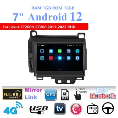 7'' Android 12 Car Stereo Radio GPS Navi For Lexus CT200H CT200 2011-2022 RHD - Image 1 of 4