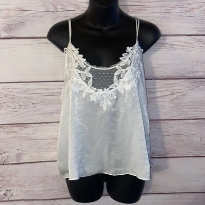 In Bloom By Jonquil Womens Sleeveless Sleep Top Ivory Sz L Crochet Lace B95 - Image 1 of 4