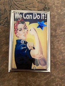 Retro Rosie The Riveter 2-clip Cigarette Wallet Case Business Credit Card Holder