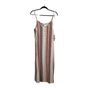 Rip Curl Classic Surf Drifter Striped Midi Dress Size Large Side Slit Beach NWT - Picture 1 of 14