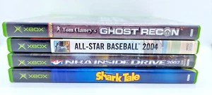 Xbox 4 Game Lot Ghost Recon Shark Tale NBA Inside Drive 02 All Star Baseball 04 - Picture 1 of 8