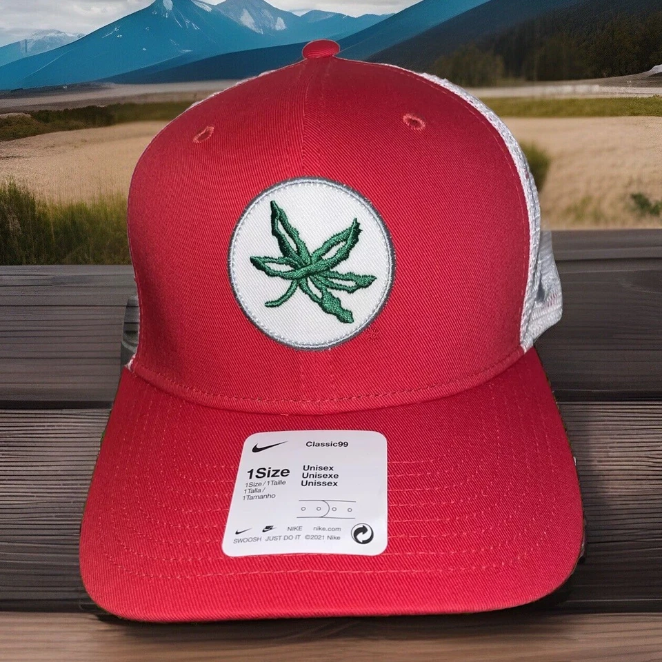 Ohio State Buckeyes Hat Cap Snap Back Red Nike Classic99 Buckeye Leaf Mesh NCAA