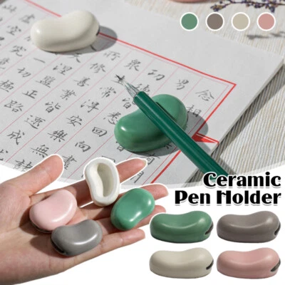 Fava Bean Shaped Ceramic Pen Holder Calligraphy Paint Writing Brush Rest Holder - Изображение 1 из 4
