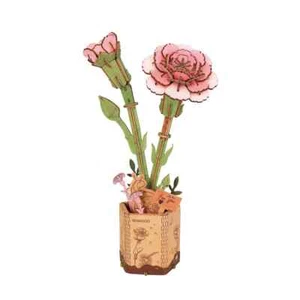 Rowood DIY Wooden Flower Bouquet 3D Wooden Puzzle Pink Carnation - Picture 1 of 1