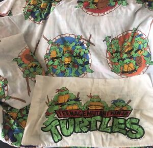 Ensemble de draps de lit vintage 1990 tortues ninja mutantes adolescentes montés à plat Mirage 3 pièces