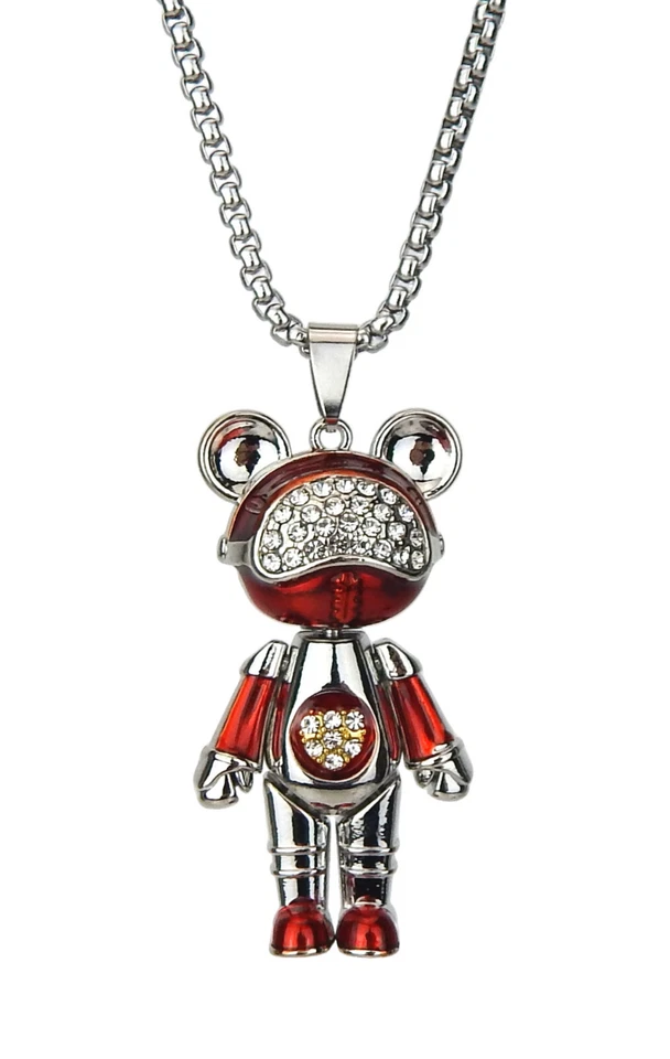 Ella Jonte Kette silber lange Halskette mit Frosch Anhänger blau oder rot - Bild 1 von 4