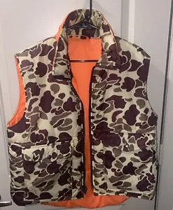 Vtg Winchester Reversible Vest Mens Size M Blaze Orange / Duck Camo Hunting - Picture 1 of 5