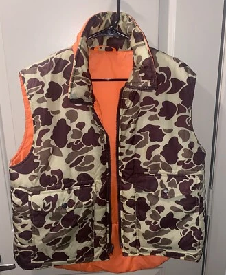 Vtg Winchester Reversible Vest Mens Size M Blaze Orange / Duck Camo Hunting - Image 1 of 4