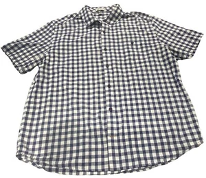 Horney Toad para hombre SS talla grande azul a cuadros algodón orgánico elástico - Imagen 1 de 10