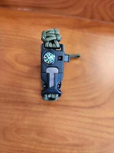Paracord Survival Bracelet Compass/Whistle/Shovel Saw Adjustable Green - Picture 1 of 3