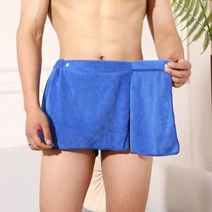 Albornoz suave a presión con cintura elástica de felpa envoltura de toallas para hombre - Imagen 1 de 10