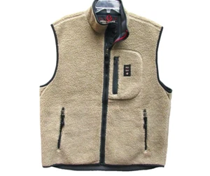 Herren Sherpa Weste durchgehender Reißverschluss Taschen beige 90er Vintage Abercrombie Fitch Größe XL - Bild 1 von 10