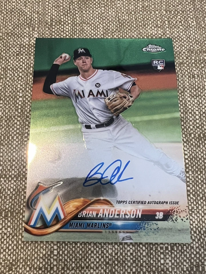 2018 Topps Chrome Brian Anderson RC Auto #RA-BA Miami Marlins Florida - Image 1 of 4