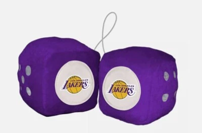 Dados difusos de peluche de Los Angeles Lakers [NUEVO] coche espejo automático camión cuerda hombre cueva Foto 1 de 4