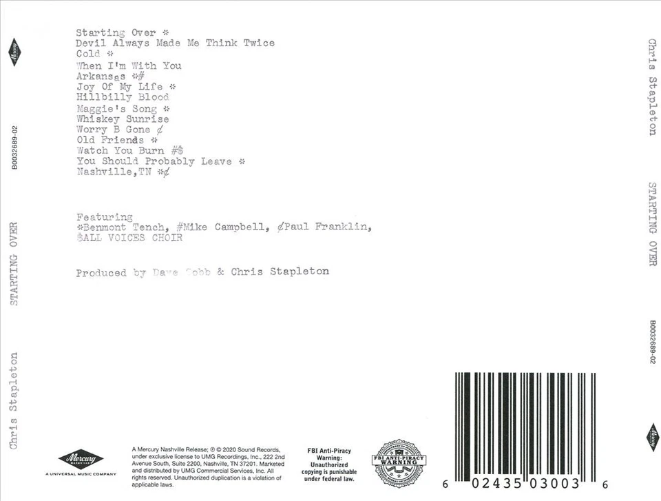 STARTING OVER [11/13] * NEW CD - Imagem 1 de 1