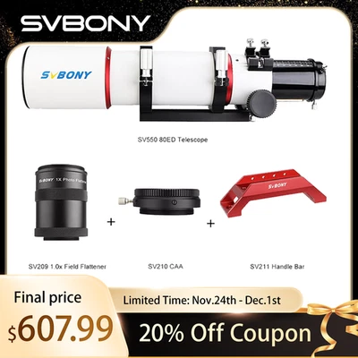 SVBONY SV550 Telescope 80mm Refractor Triplet Apochromatic DSO Photography Suit - Image 1 of 4