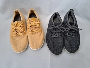 Men's Allbirds 2 Pairs Wool Runners Gray & Yellow Lace Up Sneakers Size 11 - Picture 1 of 19