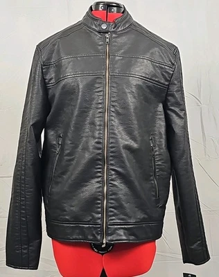 Chaqueta de moto de cuero negra grande de Murano para hombre Foto 1 de 4