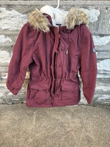 Vintage American Eagle Military Cargo Heavy Winter Coat Fur Hood Womens Size XL - Picture 1 of 10