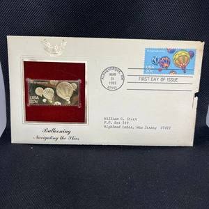 Estate Find FDC w/Gold Replica BALLOONING - IN FLIGHT, 1983 - Picture 1 of 2