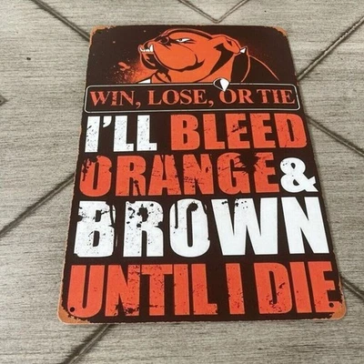 Letrero de hojalata de metal con logotipo de Cleveland Browns 8x12 decoración de cueva para hombre Foto 1 de 2