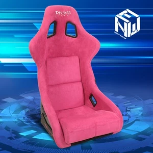 NRG Fushia Vegan Micro Fiber Fixed Back Racing Bucket Seat Large w/Mount Bracket - Picture 1 of 7
