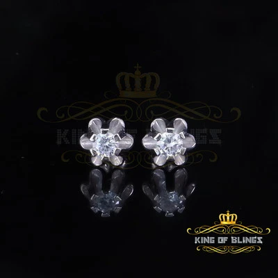 Pendientes Buttercup de plata 925 circonita cúbica blanca forma redonda 0,50 quilates para mujer Foto 1 de 4