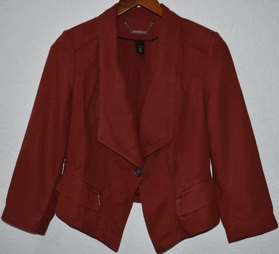 Блейзер White House Black Market Burnt оранжевый на одной пуговице рукав 3/4 карманы размер 6 - Изображение 1 из 4