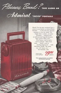 1948 Admiral Petite Portable Radio: Pleasure Bound Vintage Print Ad - Picture 1 of 1