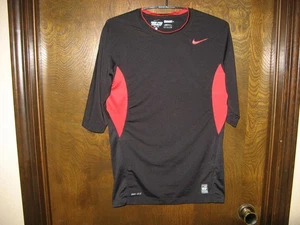 Mens Nike Pro Combat Dri Fit Compression Black & Red Athletic Shirt Size L - Picture 1 of 3