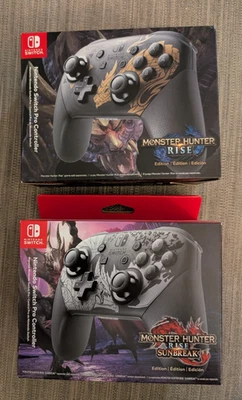 Nintendo Switch Pro Monster Hunter Sunbreak & Rise Bundle Controllers Set - NEW - Image 1 of 4