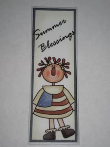 PRIMITIVE LAMINATED BOOKMARK AMERICANA RAGGEDY ANN SUMMER BLESSINGS - PLP4 - Picture 1 of 1