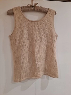 Lord & Taylor Two Ply Cashmere Beige Tank Top (Sz Large) See Flaws In Pictures - Image 1 of 4